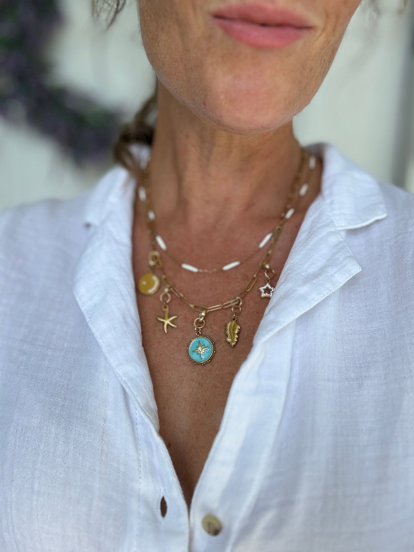 Vintage Blue North Star Charm