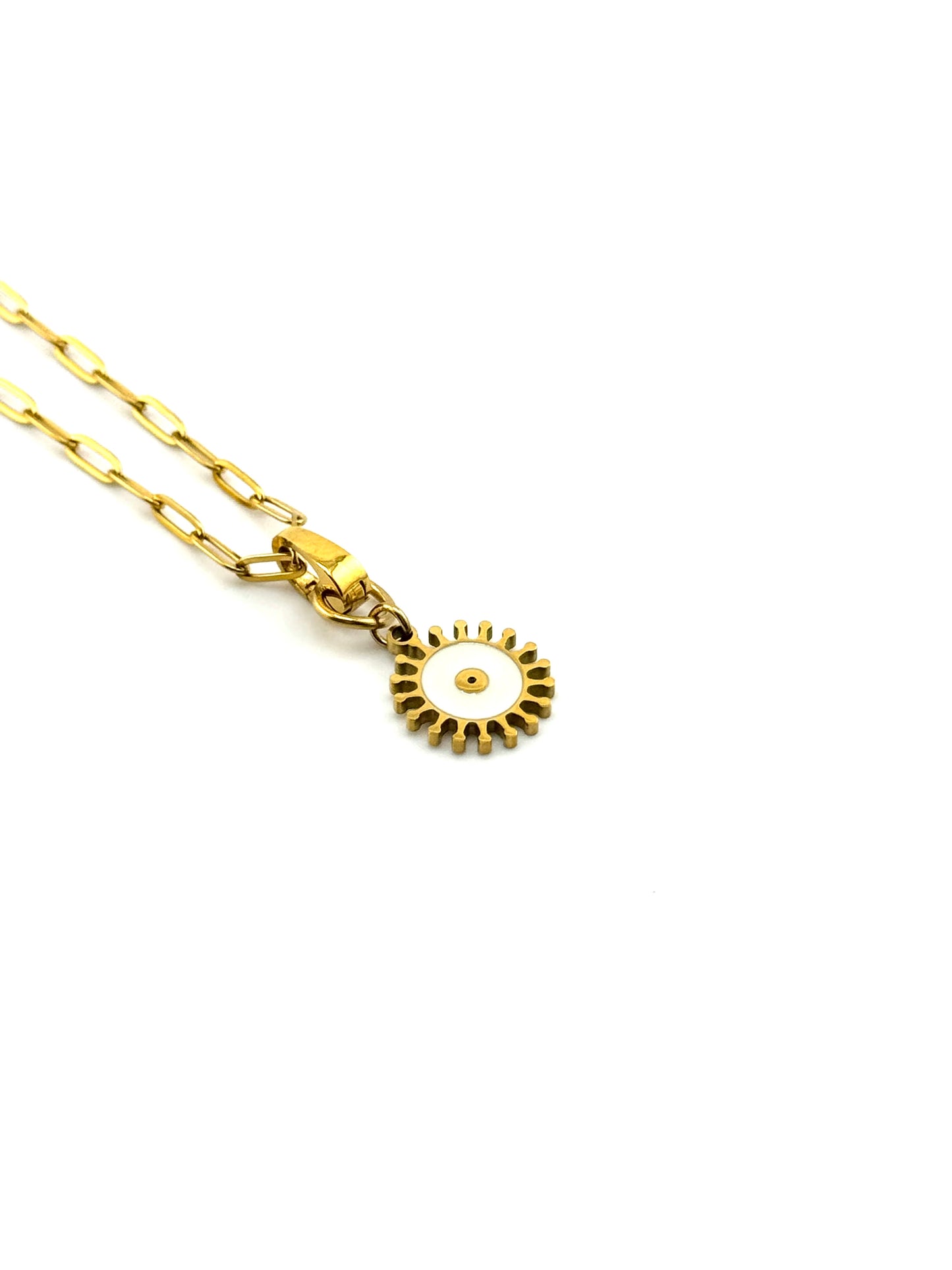White Iris Evil Eye Charm