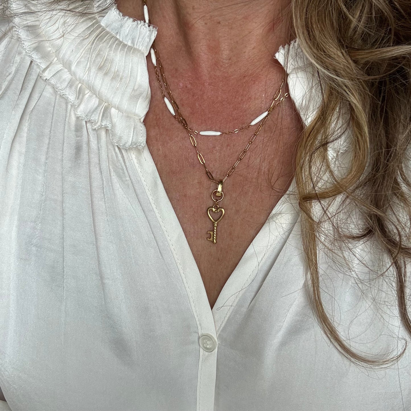 Vintage Heart Key Charm