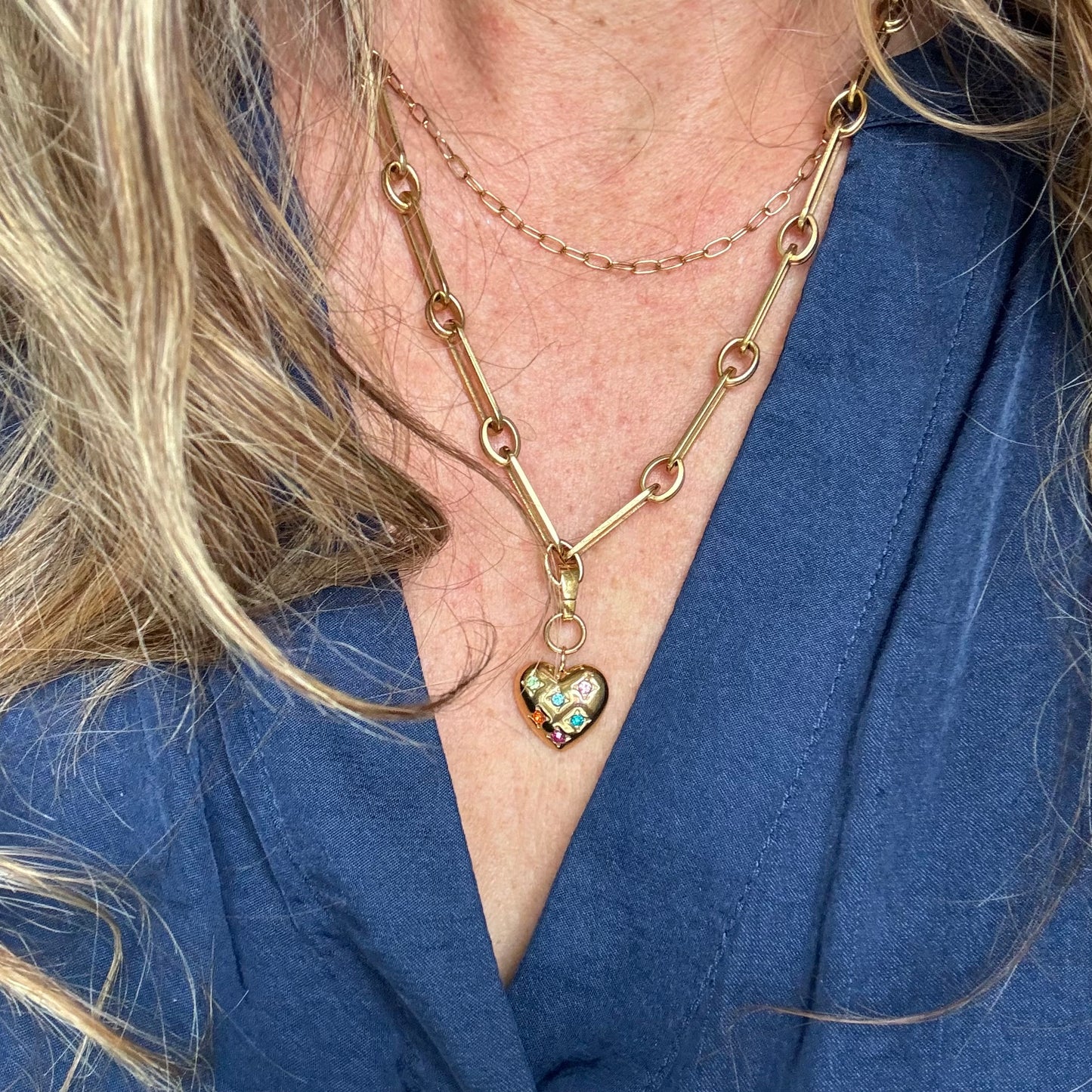 Bejeweled Helium Heart Charm