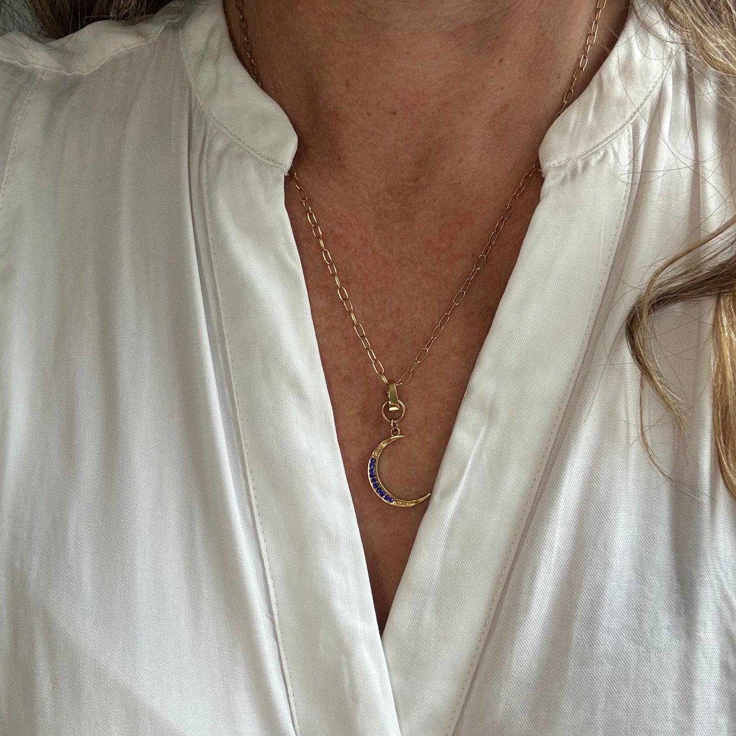 Crescent Moon Charm - Blue
