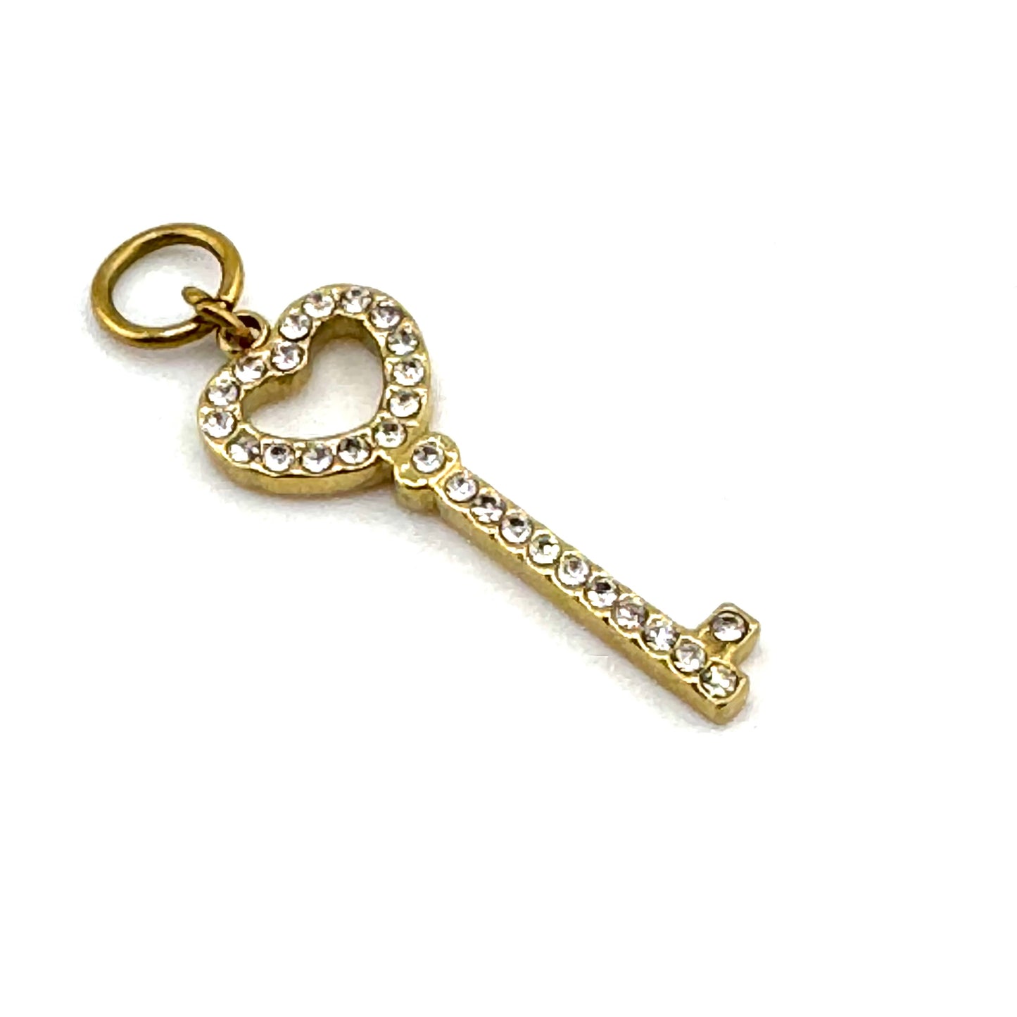 Bejeweled Heart Key Charm