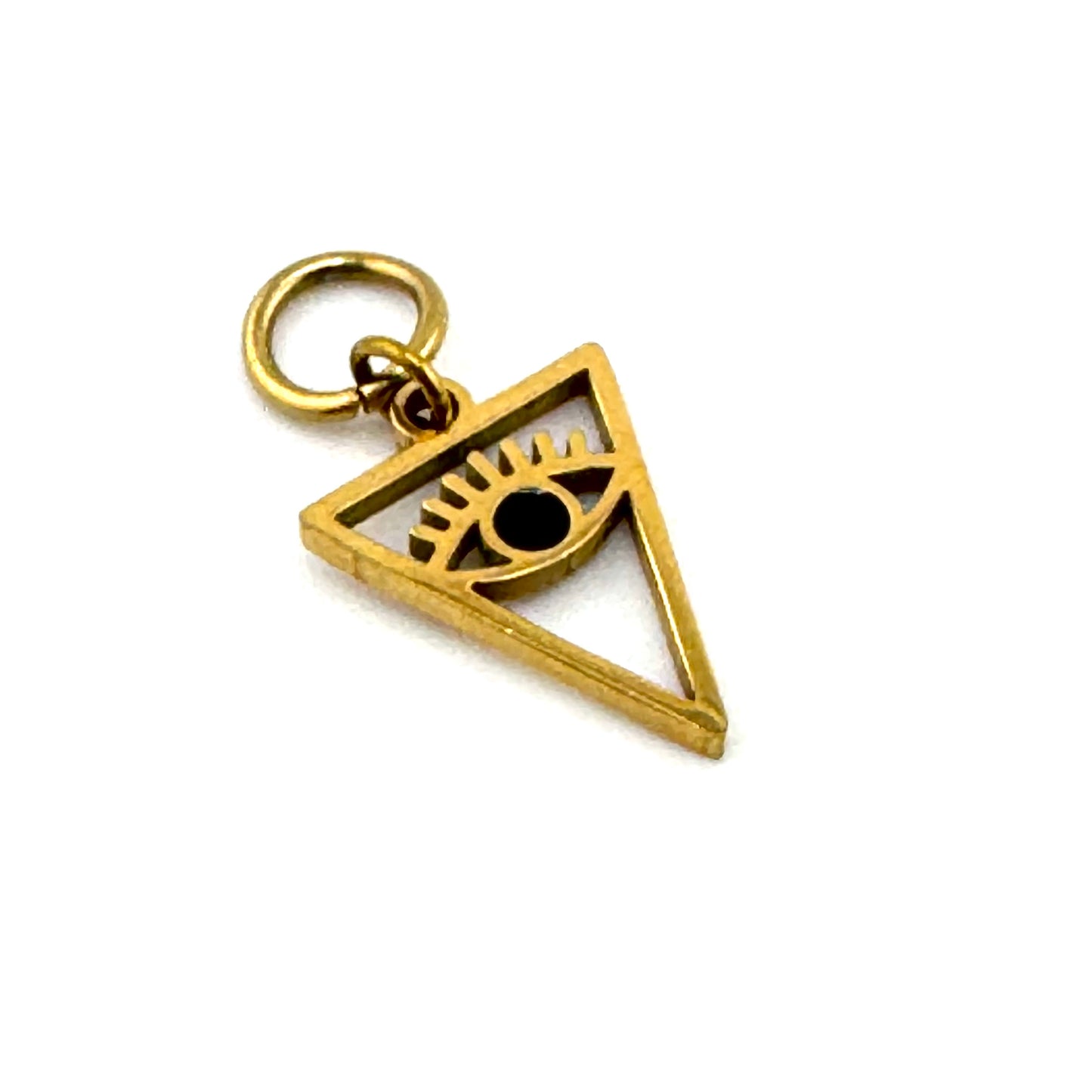 Eyes Off Evil Eye Triangle Charm