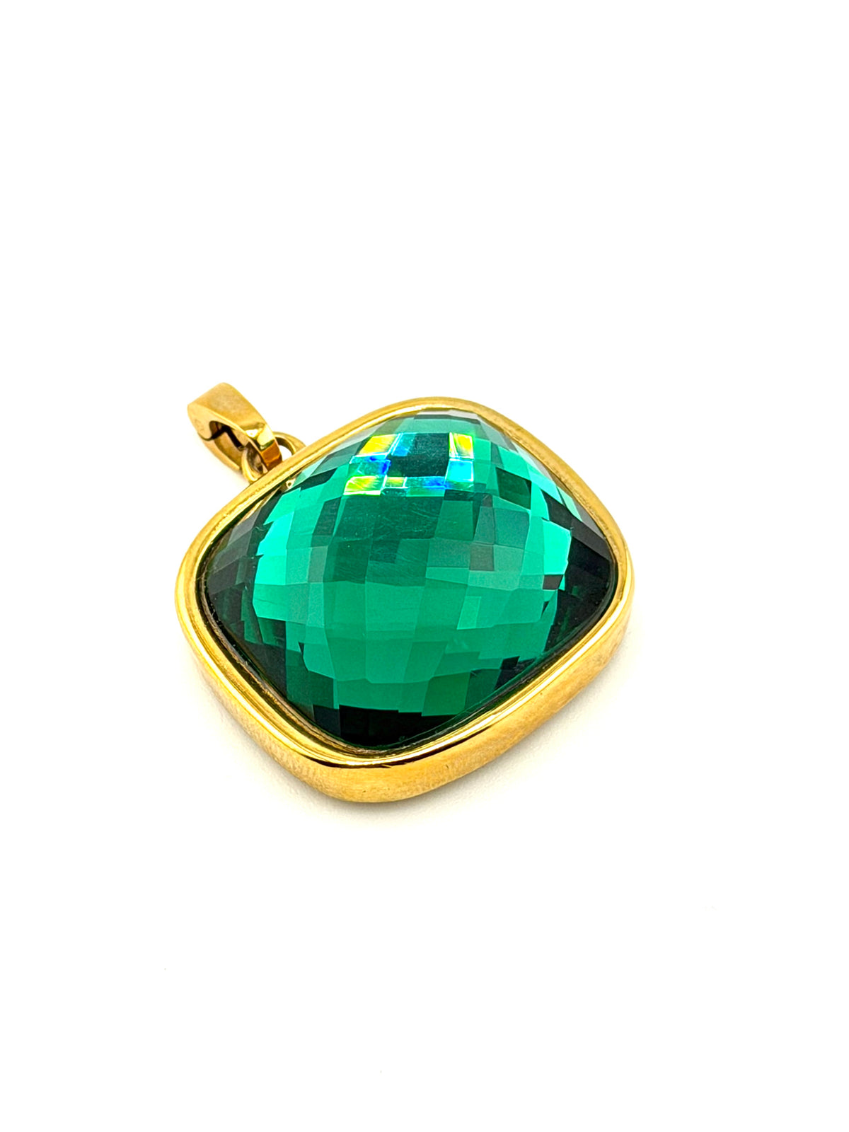 Emerald Envy faceted glass statement charm