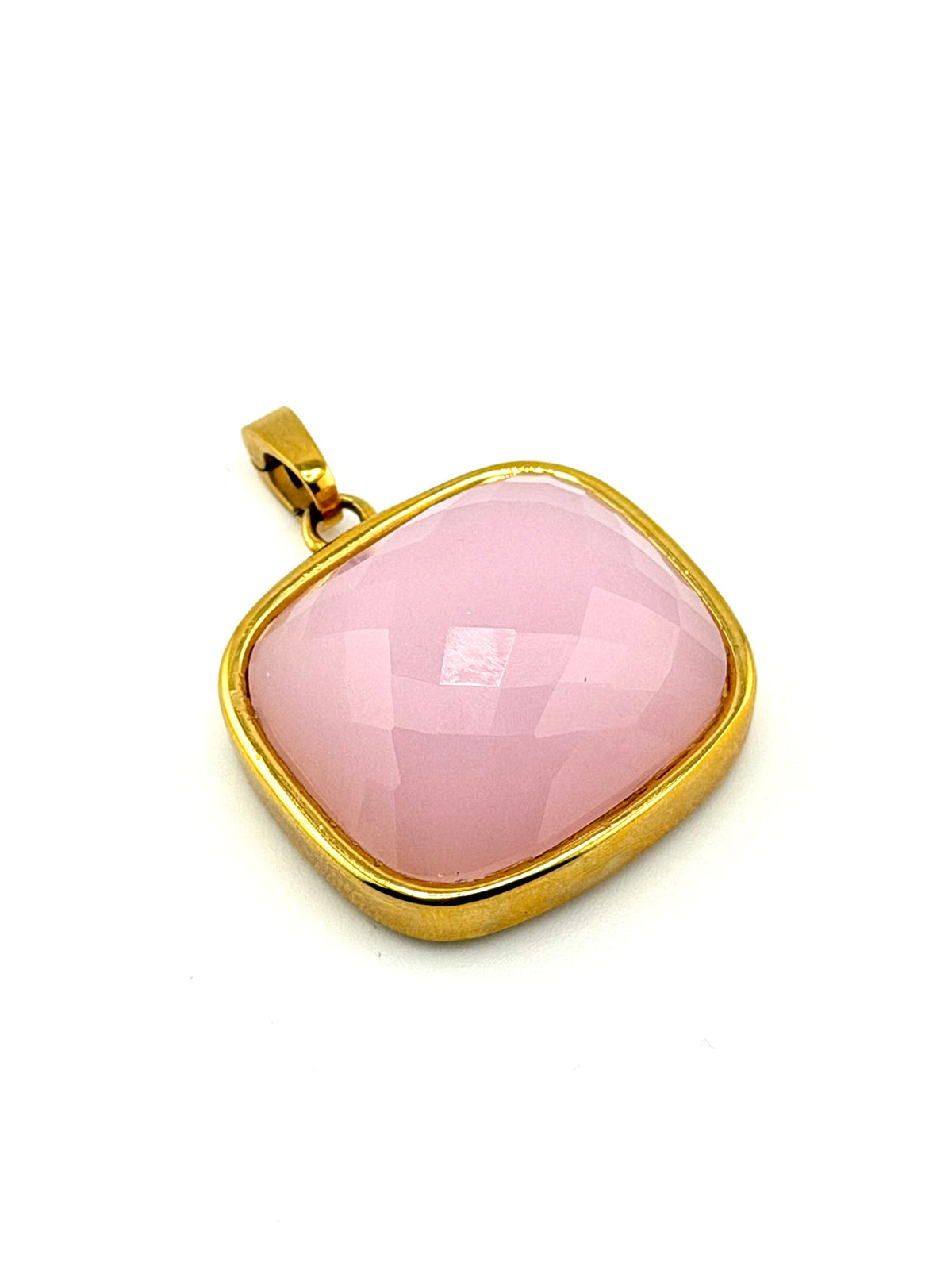 Pink Champagne faceted glass charm