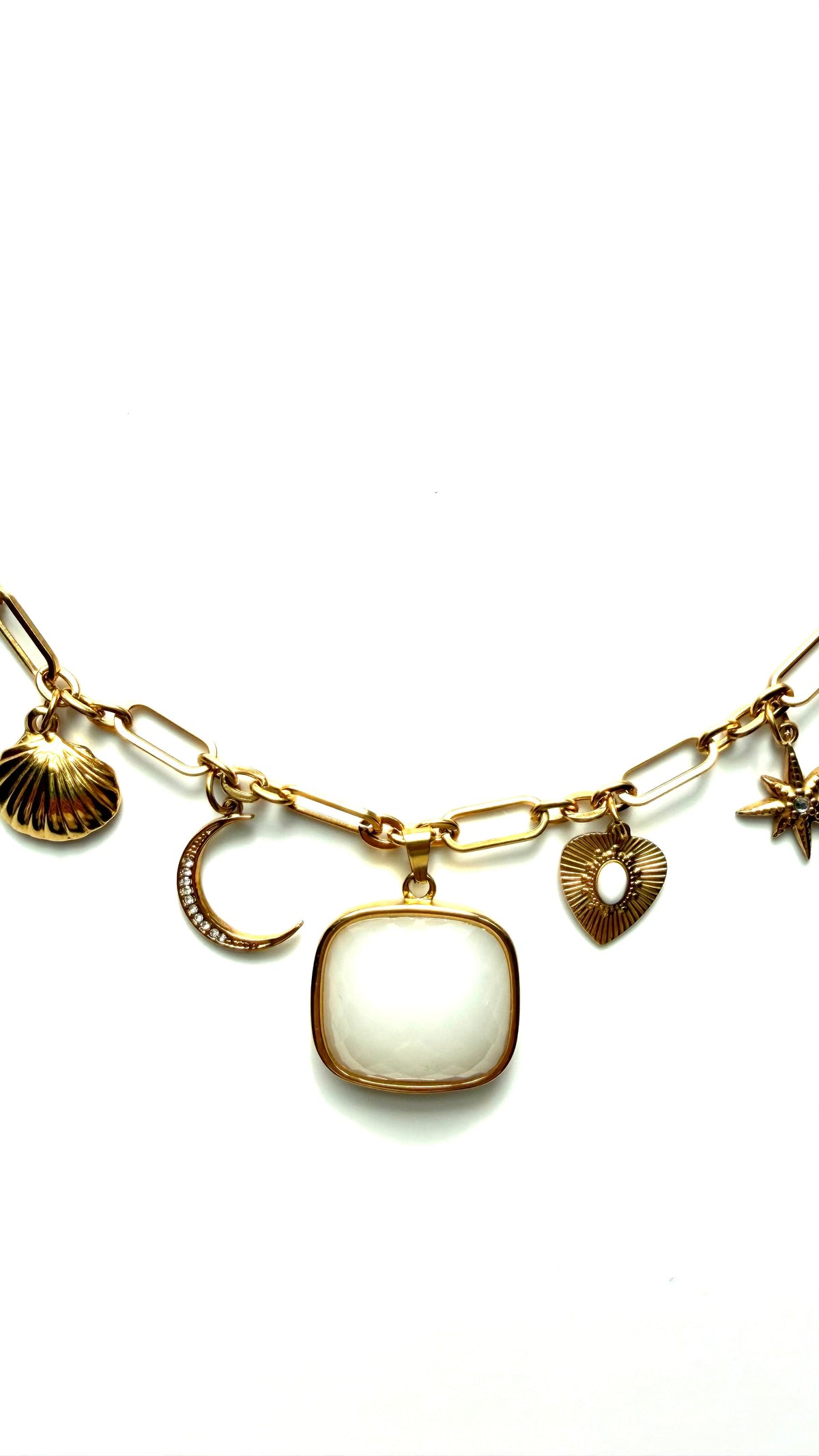 The Evelyn necklace on white background